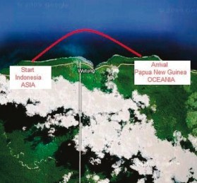 Départ Indonésie Asie - arrivée Papouasie Océanie